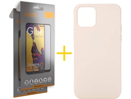 Kit Funda + 2 Protectores de Pantalla Apple iPhone 11 SKYHE Full Liso (Rosa Crema)