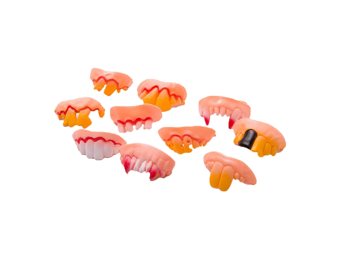 Ats-10pcs Dientes Falsos Divertidos Plásticos Decoración Props Para Fiesta Cosplay Disfraces Shows
