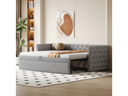 Sofá Cama Extensible De 90x200 Cm En Terciopelo Gris Claro.