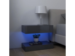 Mesitas de Noche LOVELY HOME Mesinha 2 Pcs 60X35 Cm Contraplacado Cinza Brilhante