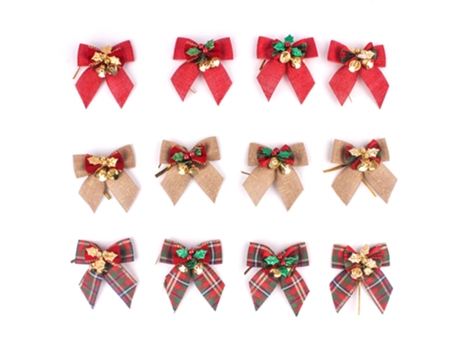 12 piezas de decoración de lazo de Navidad, lazo de árbol, corona de Navidad, festival, boda, fiesta, lazo