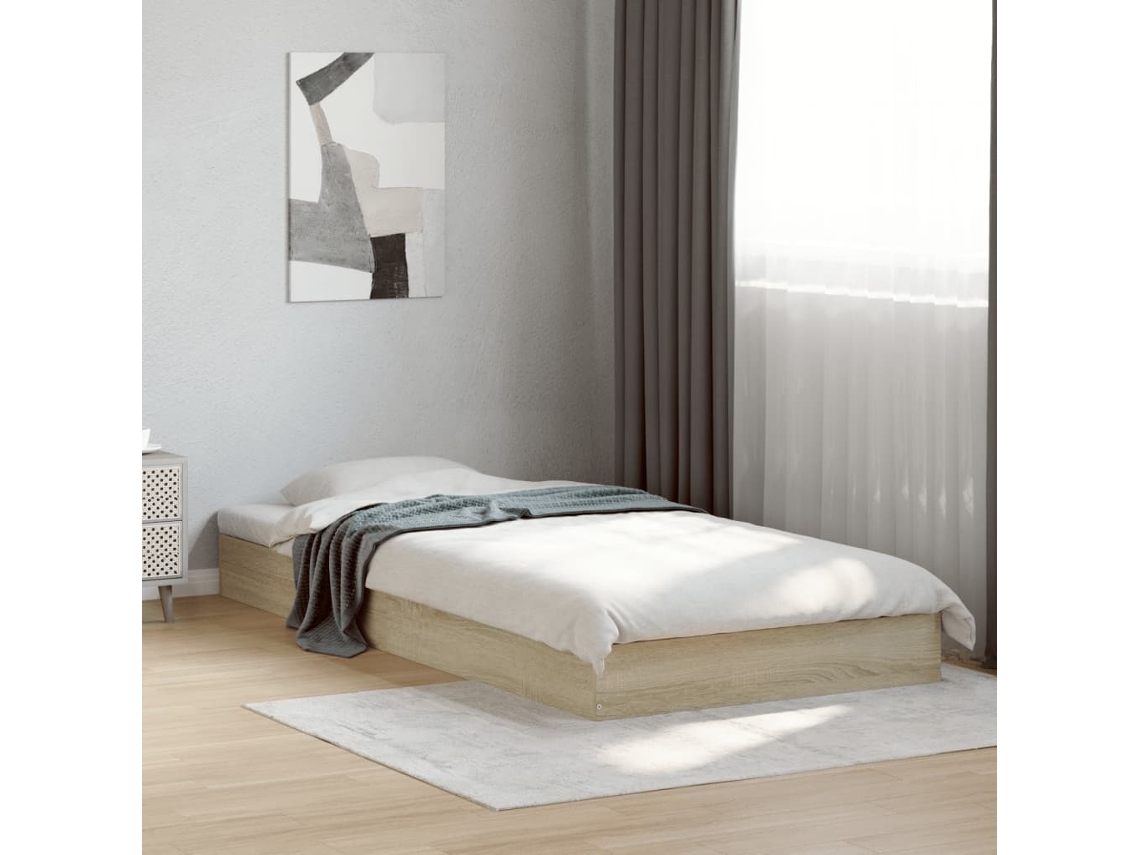 Estructura De Cama Sin Colchón Madera Roble Sonoma 75x190 Cm