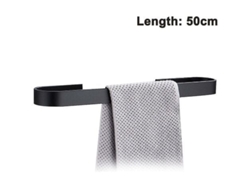 Toallero, Barra de Toalla, Anillo de Toalla, Autoadhesivo, Aluminio Negro 50 Cm Jortmrd