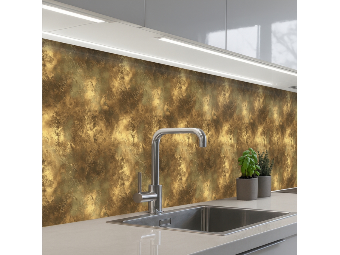 Salpicaderos De Cocina Antiguo - Aspecto Metálico - Oro 500x80 Cm
