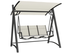Columpio De Jardín Para 3 Personas, Protección Upf50+, Soporta Hasta 360 Kg, Asiento Transpirable, 188x130x183 Mm, Color Crema.