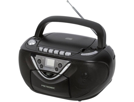 Radio Boombox METRONIC 477131 (Negro - Digital - AM/FM - Pilas y Corriente)