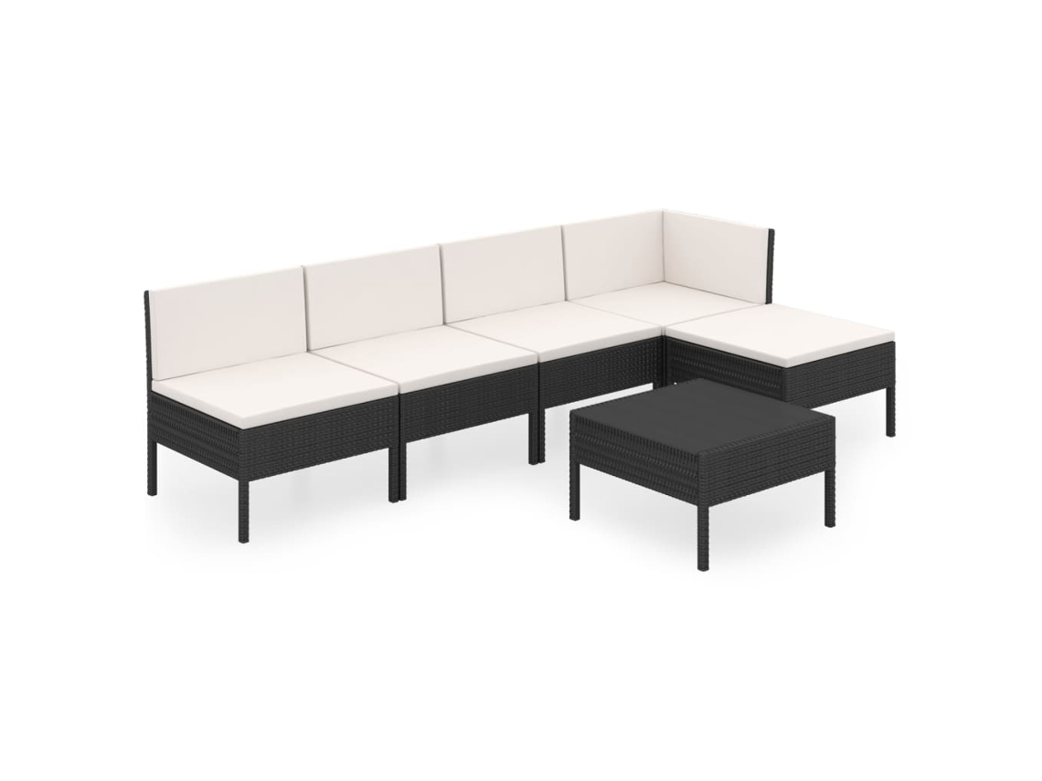 Conjunto 6 de muebles de jardín VIDAXL y cojines ratán sintético negro