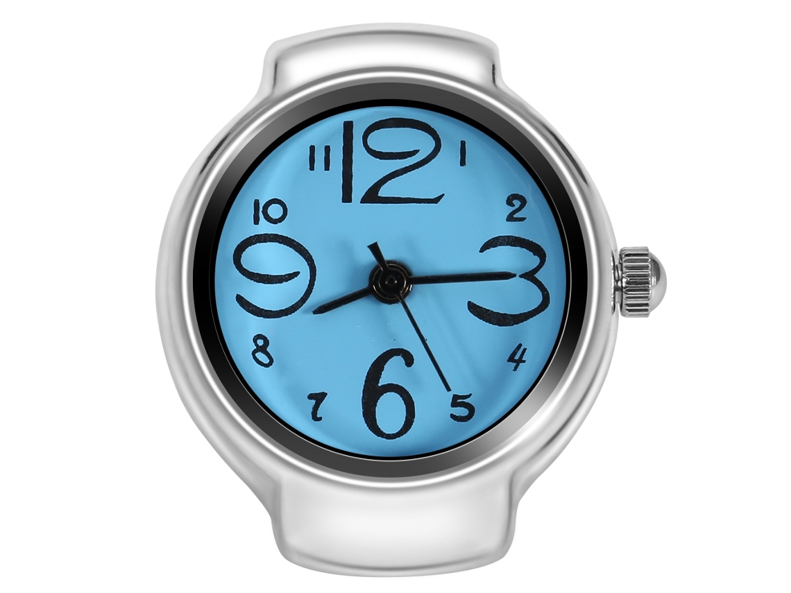 Reloj De Pulsera Unisex Analógico De Cuarzo Con Anillo, Estilo Casual, Azul, A La Moda.