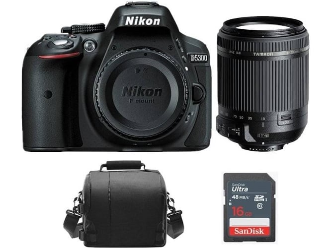 Kit Cámara Réflex NIKON D5300 + Tamron 18-200mm F3.5-6.3 Di II VC (B018) + Bolsa+ 16gb SD