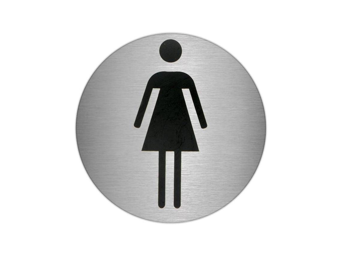 Placa adhesiva baño mujer acero inoxidable ø 7 cm.
