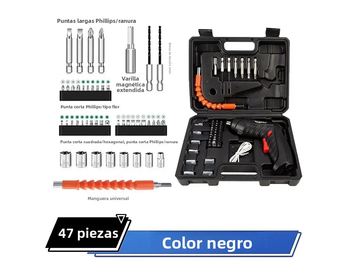 (juego De 47 Piezas) Juego De Destornilladores Eléctricos Portátiles Inalámbricos, 3,6 V, Equipado Con Batería De 1800 Mah