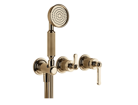 Mezcladora monomando de bañera/ducha Gessi Venti20 lista para montar, con curva de conexión a la pared, cartucho de desvío de 2 vías, montaje en