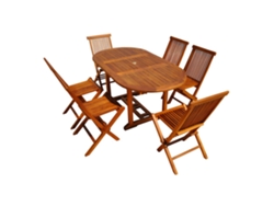 Conjunto de Jantar CONCEPT U Lubok (Marrón - Teca - 170x90x75 cm)