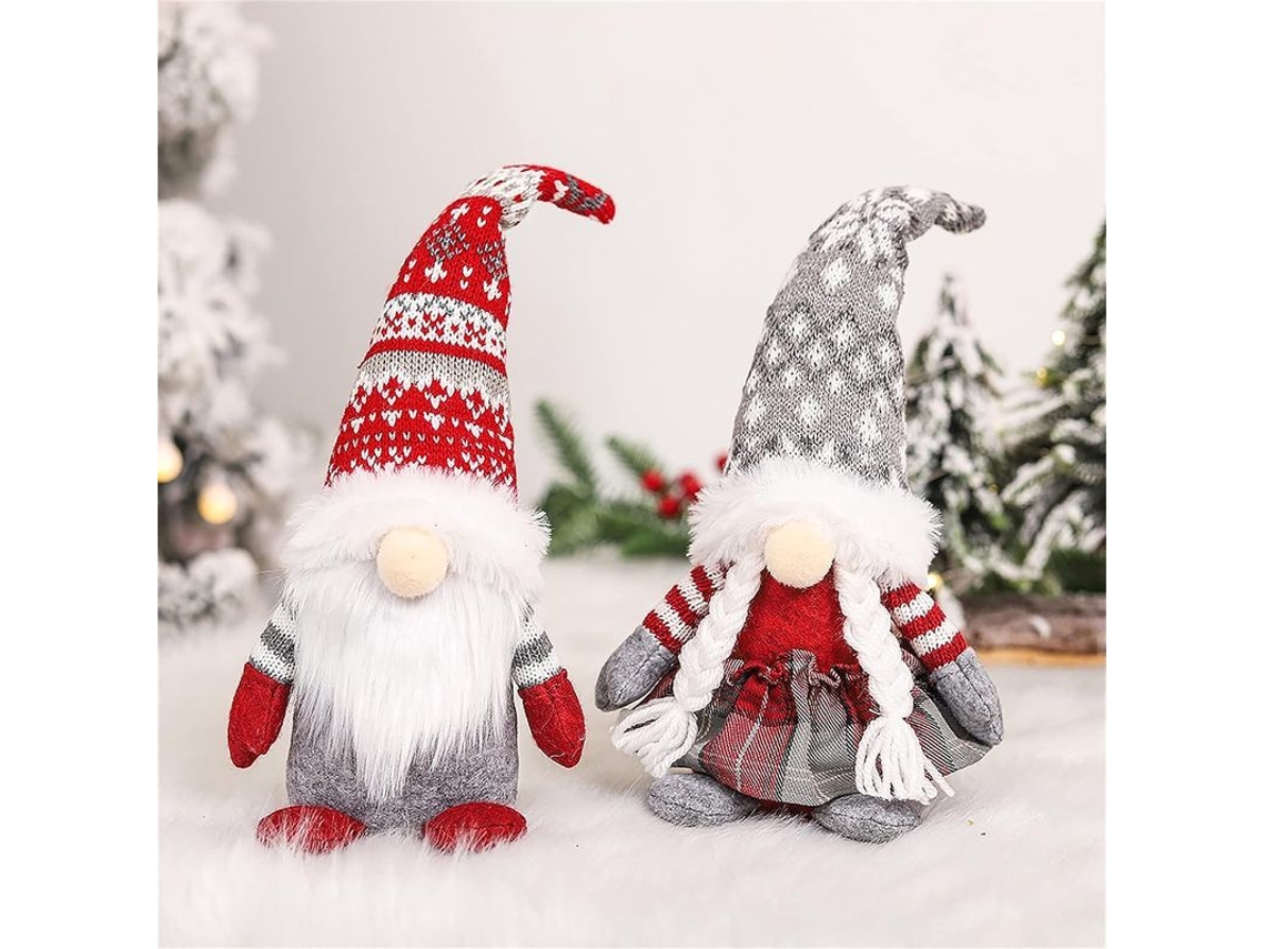 Decoración Navideña Muñeca Peluche Linjou Pareja Sin Rostro 2 Piezas