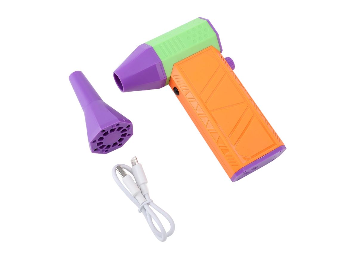 Plumero inalámbrico de 130000 rpm con 2 boquillas magnéticas, color naranja.