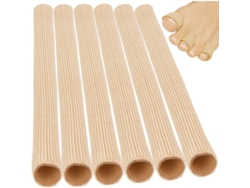 Pack 6 protectores de dedos de gel silicona. Almohadilla compresión y férula. Para callos, ampollas y dedo en martillo.
