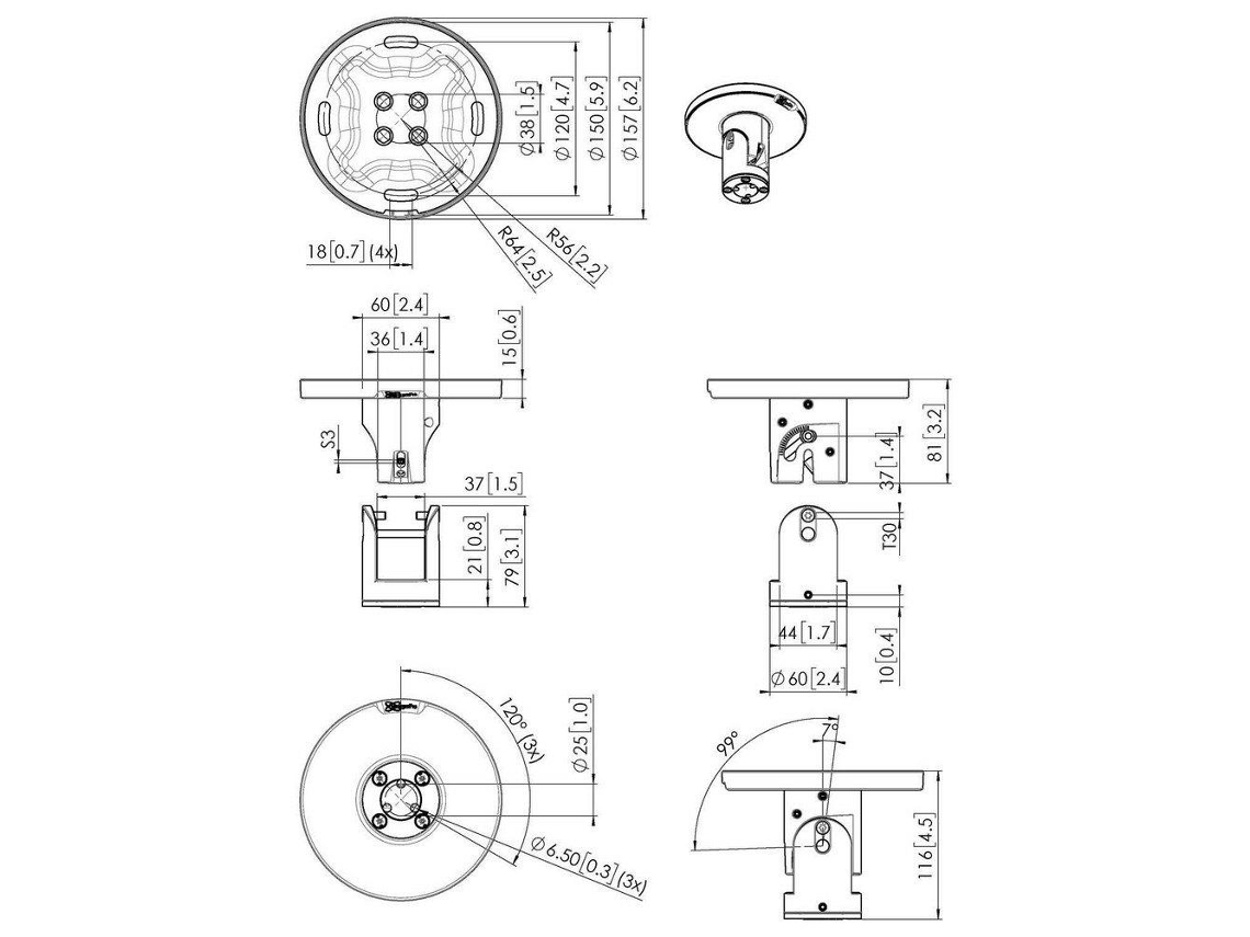 Vogels Puc 1045 Placa De Techo Giratoria