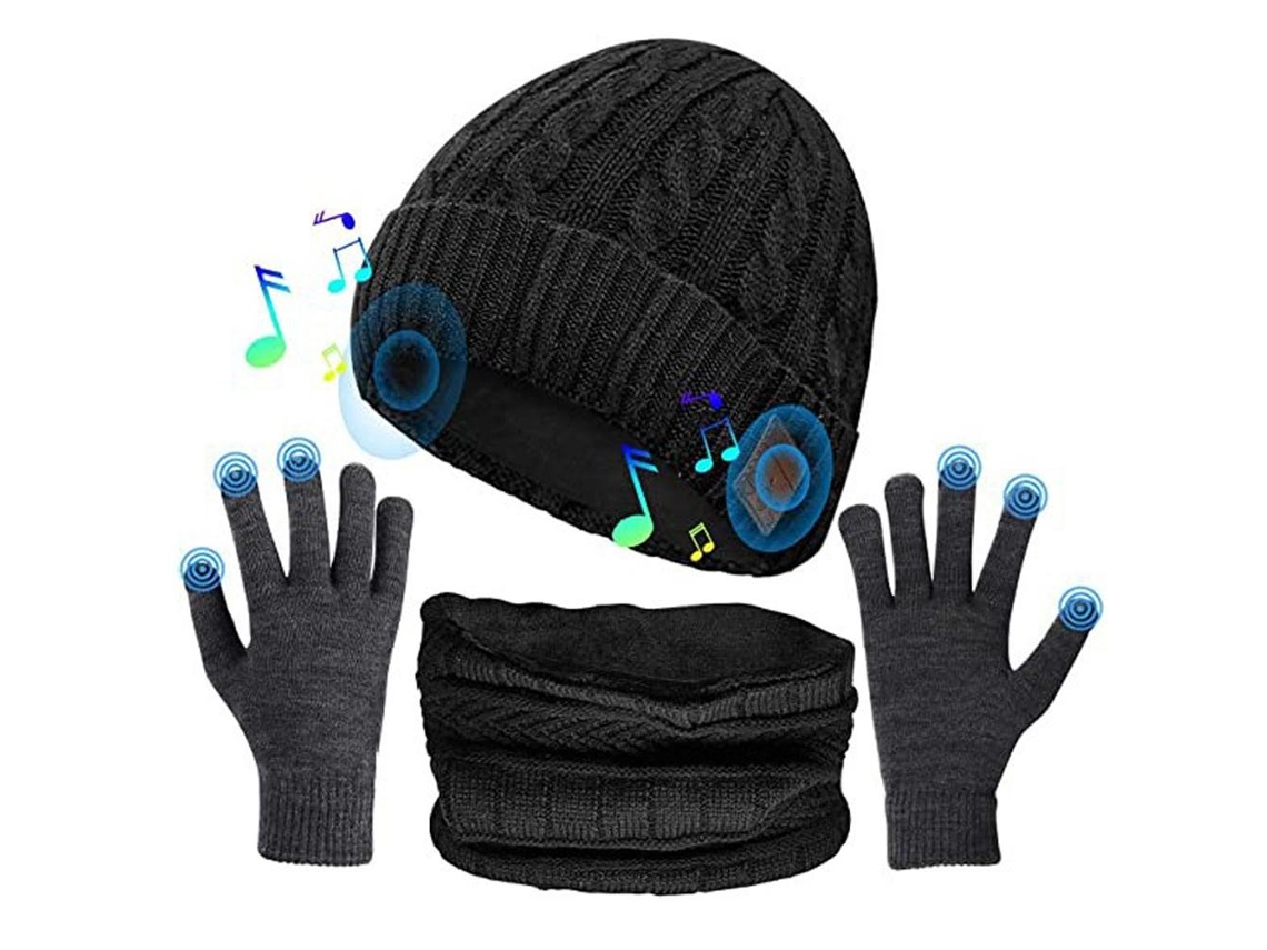 2026-conjunto Gorro Beanie Bluetooth 5.0 3 En 1 Gorro Invierno Bufanda Guantes Regalo Para Hombre Mujer