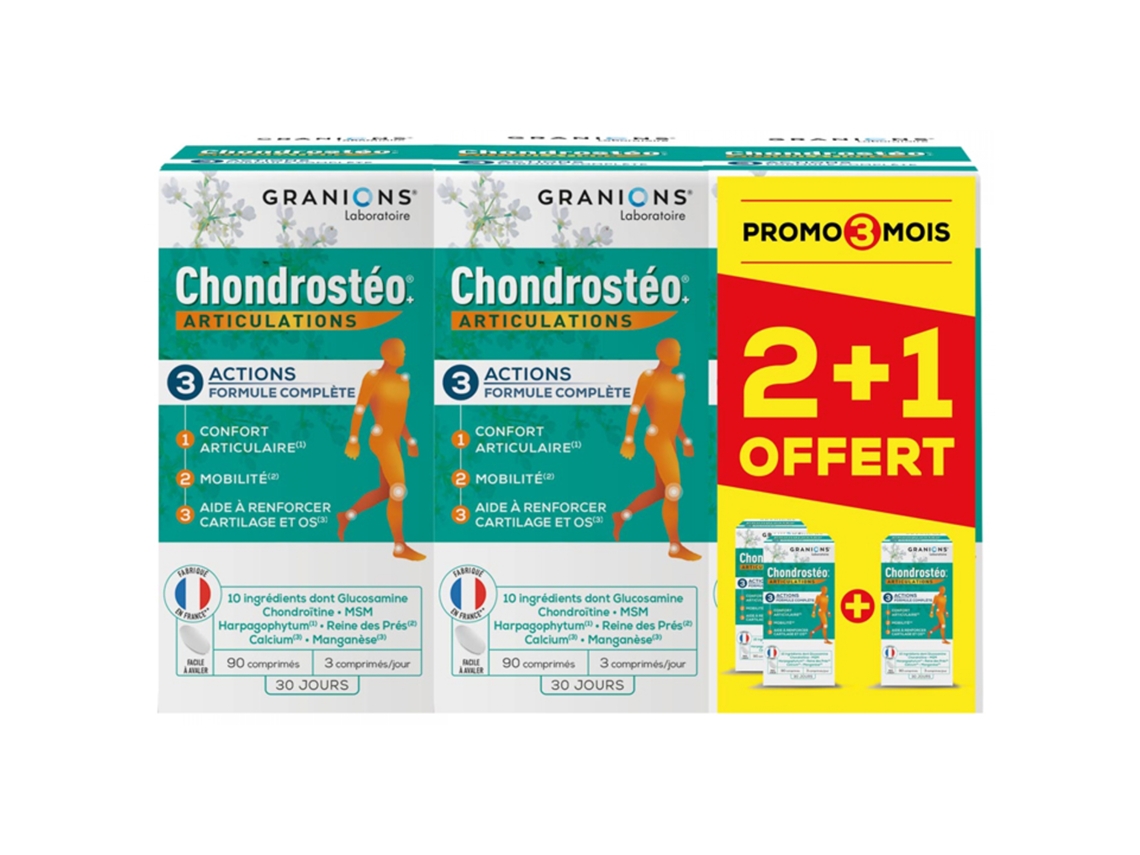 Chondrostéo Articulaciones Lote de 3 X 90 Comprimidos de Los Cuales 90 Comprimidos GRANIONS