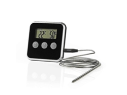 Termómetro digital de lectura instantánea para cocina, dulces, barbacoa, cronómetro con reloj, 1 U GOKOCO