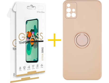 Carcasa + 2 Protectores de Pantalla para Samsung Galaxy A71 SKYHE Rosa Pastel