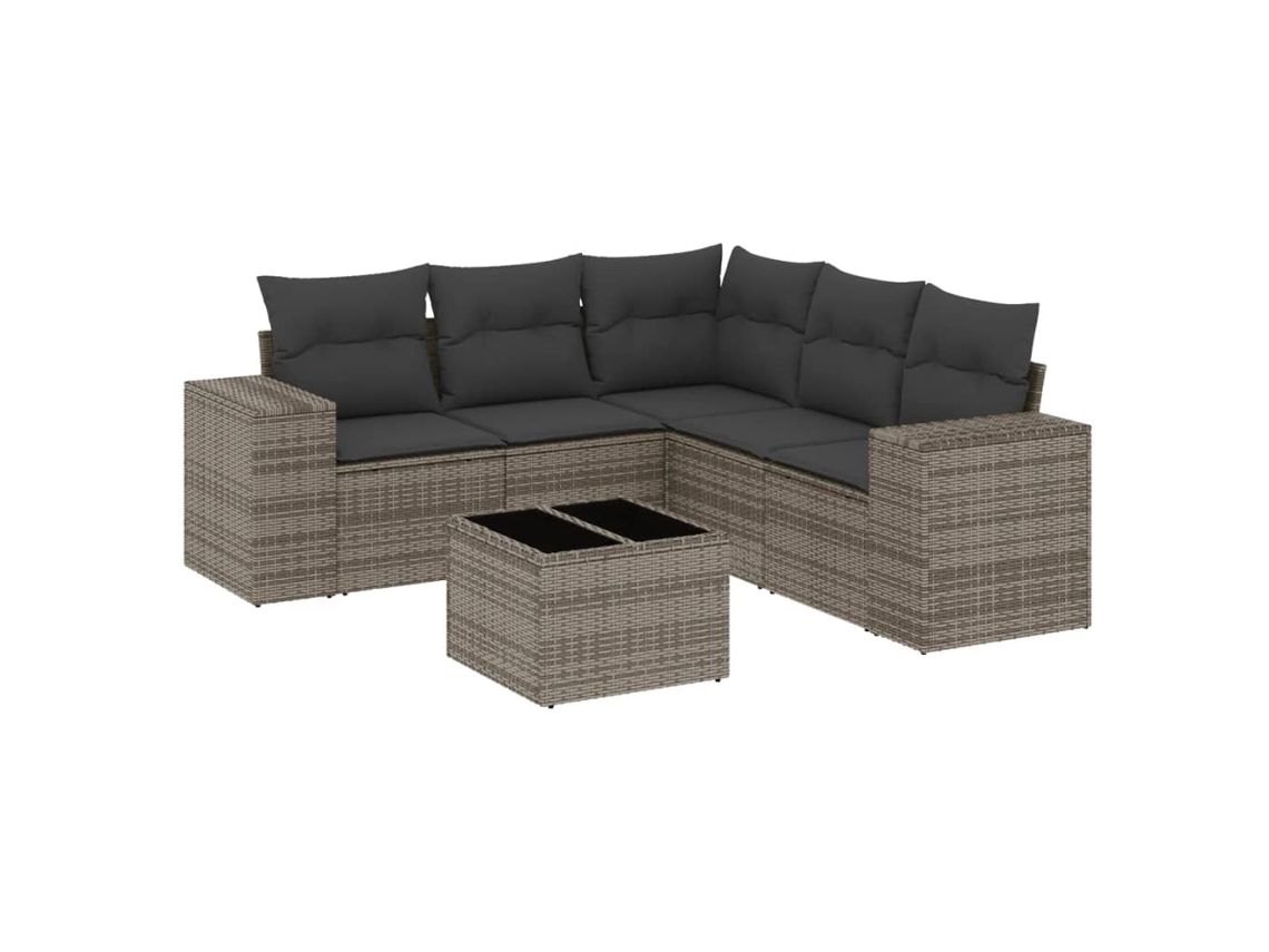 Conjunto de 6 sofás de jardín de mimbre gris con cojines MAISON EXCLUSIVE (80x200 cm)
