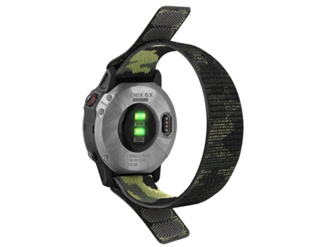 Correa de nailon 26mm ajustable con cinta mágica para Garmin Tactix 7 Pro/Fenix 7X/6X Pro - camuflaje verde