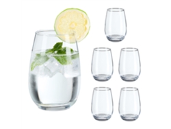 Relaxdays Vasos De Cristal Agua, Juego De 6, Aptos Para Lavavajillas, Para Zumo O Cocteles, 400 Ml, Vidrio, Transparente