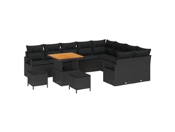 Maison Exclusive - Conjunto De Sofá De Jardín Con Cojín Con Almohada 12 Pcs Negro