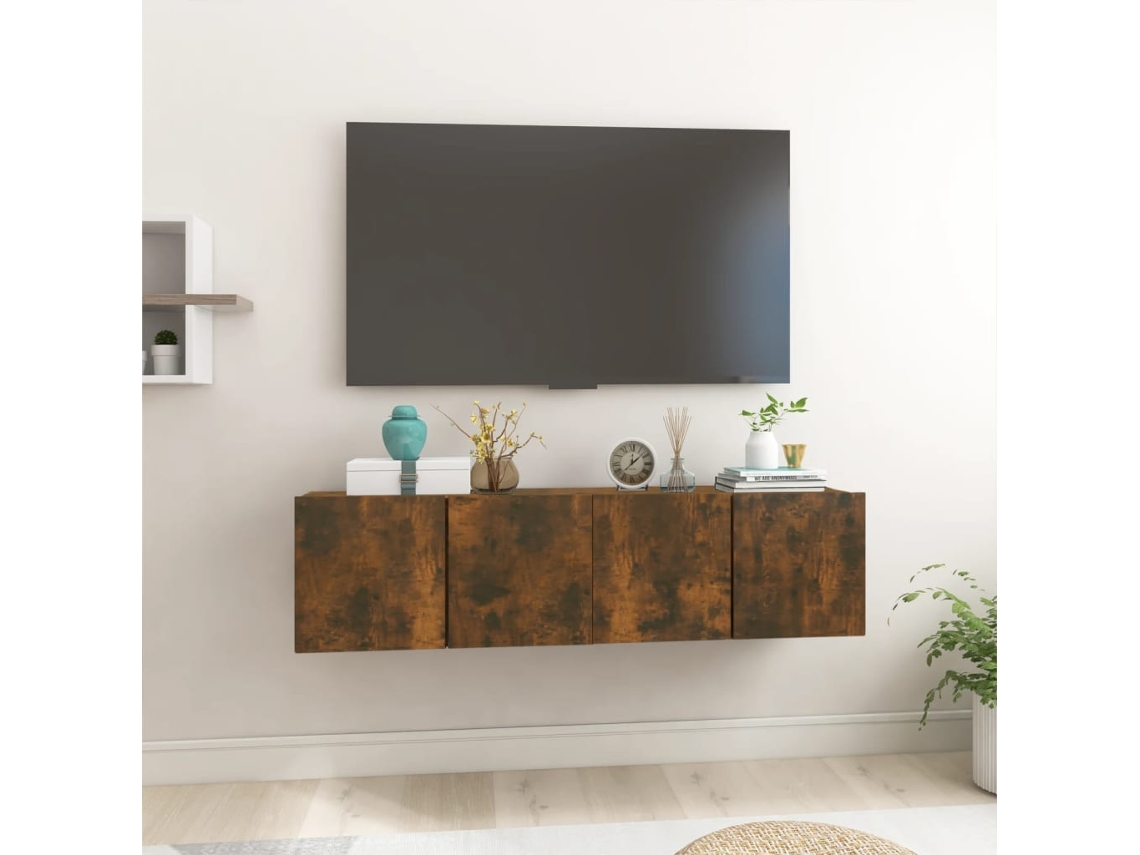 Estantería/Muebles de TV para Pared 2 Pzs 60X30X30 Cm Roble Ahumado