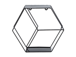 Baok - Estantería hexagonal sencilla de hierro forjado para dormitorio, sala de estar, oficina, decoración de pared negra.