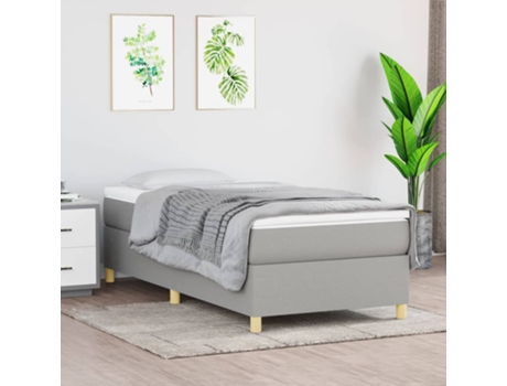 vidaXL Cama con somier y colchón 90x200 cm tela gris claro
