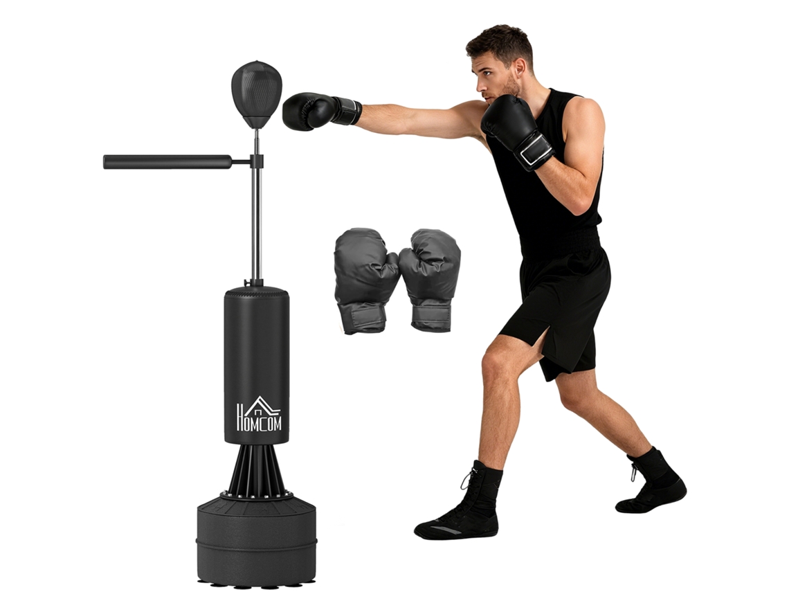 Saco Boxeo Independiente 3 En 1 Pelota Velocidad Brazo Flexible Altura Ajustable