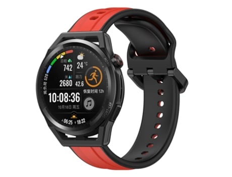 Correa de reloj inteligente para Huawei Watch GT Runner 22 mm Bucle convexo de silicona bicolor (rojo + negro)