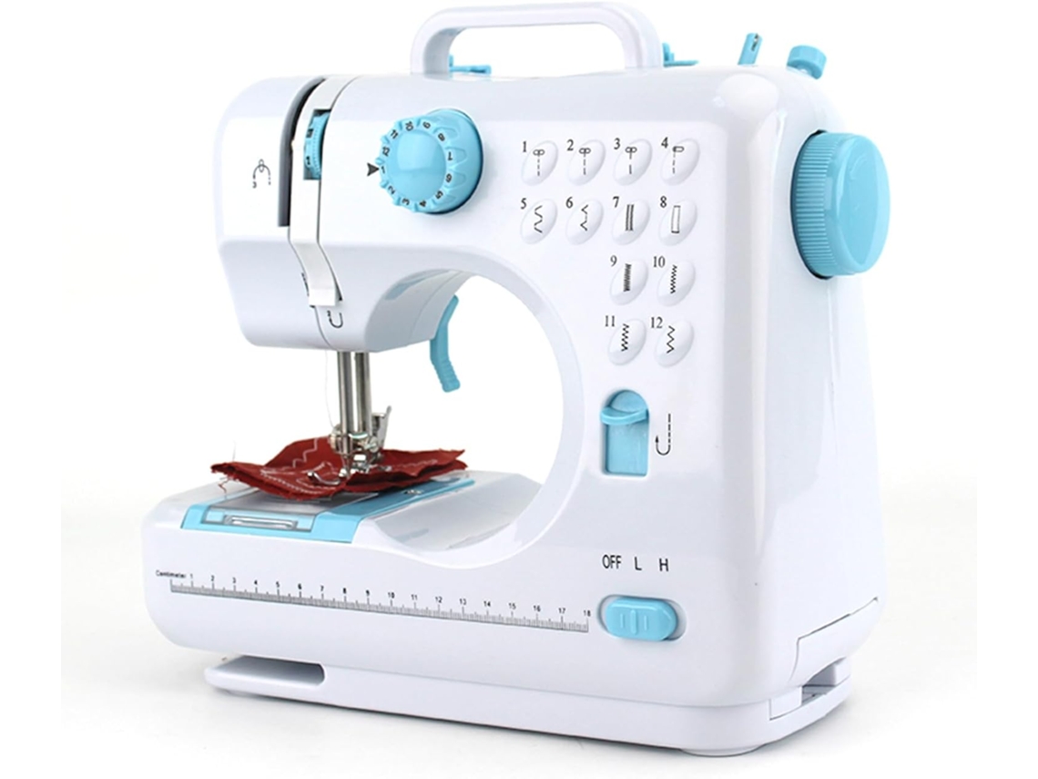 Mini máquina de coser azul con 12 agujas, doble hilo, 220 V, para principiantes. ZYBLSSBB