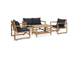 Conjunto 4 de muebles de jardín con cojines VIDAXL bambú