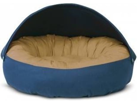 Cama Redonda para Perros y Gatos GAUTY Tela de sarga (Beige y Azul - 57 cm)
