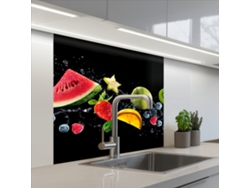 Paneles antisalpicaduras para cocina - Diseño de frutas - Negro 80x80 cm