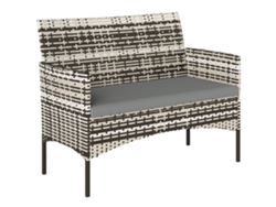 Sofá Jardín 2 Plazas, Resina, Cojines, 115x63x85cm, Rosa Claro