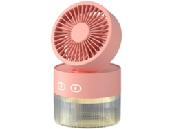 Ventilador portátil Digitallab con humidificador en aerosol, plegable, luz LED nocturna, recargable (rosa)