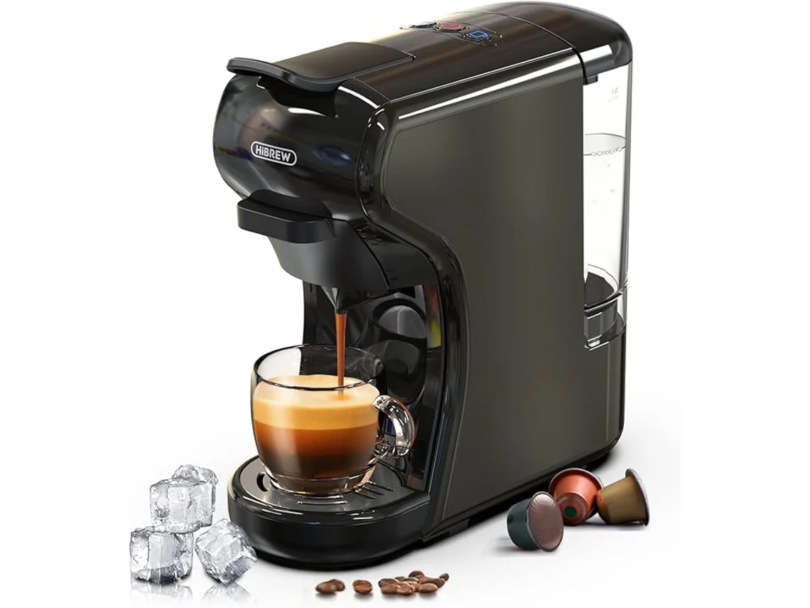 Cafetera espresso monodosis H1a de 19 bares 4 en 1, para Nespresso Original/Dolce Gusto/Lavazza Mio/Lor/café en polvo y sobres en polvo, color negro Hibrew