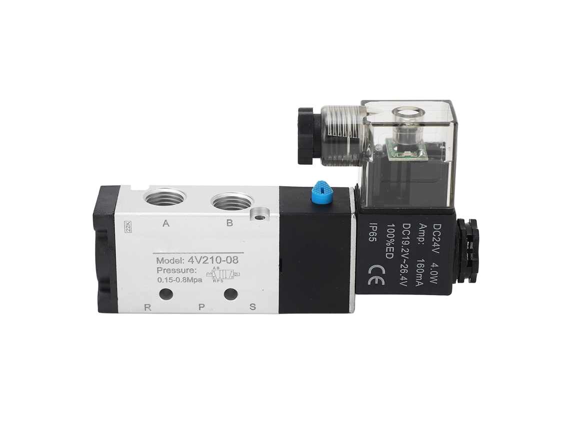 Válvula Solenoide Neumática De 2 Posiciones 5 Vías De Aluminio Precisa Dc24v Pt 1/4in