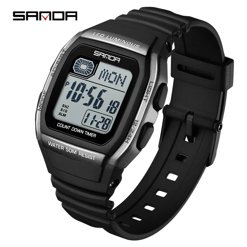Reloj Electrónico Deportivo Para Estudiantes (blanco Y Negro), Multifuncional, Con Forma De Cubo.