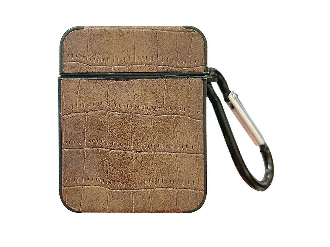 Estuche cuadrado de cuero para auriculares con estampado de cocodrilo GIECY
