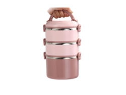 Fiambrera Bento De Gran Capacidad, Apilable, De Acero Inoxidable, Para Mujer, Ideal Para Microondas, Color Rosa