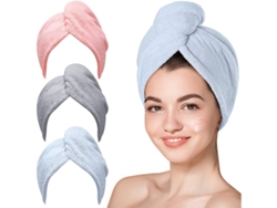 Toalla De Microfibra Para El Cabello, Paquete De 3 Turbantes Para Cabello Mojado, Antiencrespamiento Para Mujeres Con Cabello Rizado (azul, Gris, Rosa)
