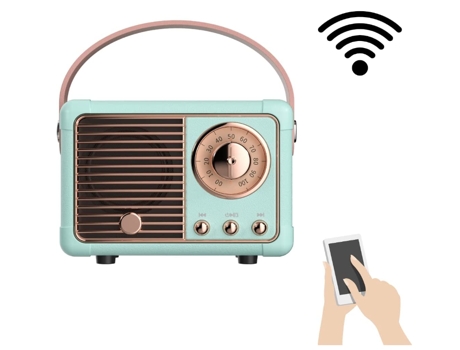 Altavoz Bluetooth estilo retro Diseño de radio estilo antiguo clásico Azul claro BISBISOUS