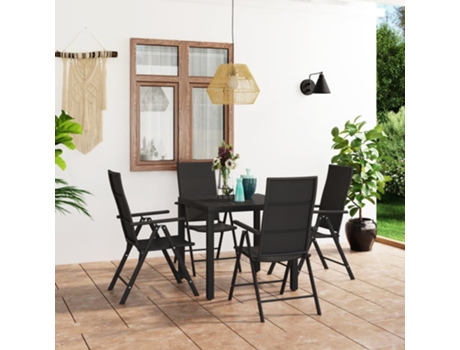 Conjunto 5 de comedor para jardín VIDAXL negro