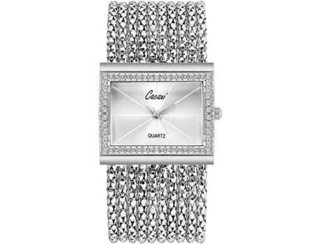 VEANXIN Elegante pulsera cuadrada para mujer Relojes dorados con diamantes para mujer-negro