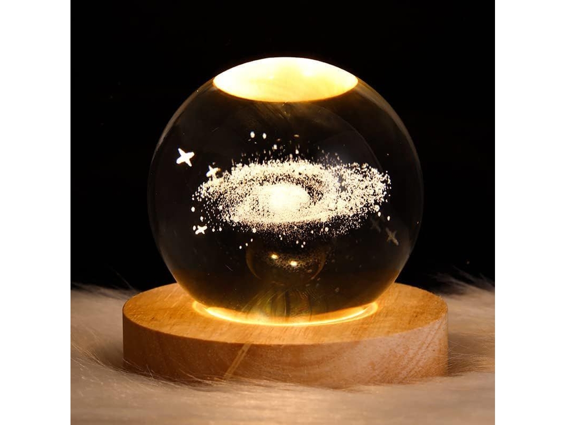 2026-luz Noturna De Cristal 3d Com Base De Madeira Decoração Infantil Sistema Solar